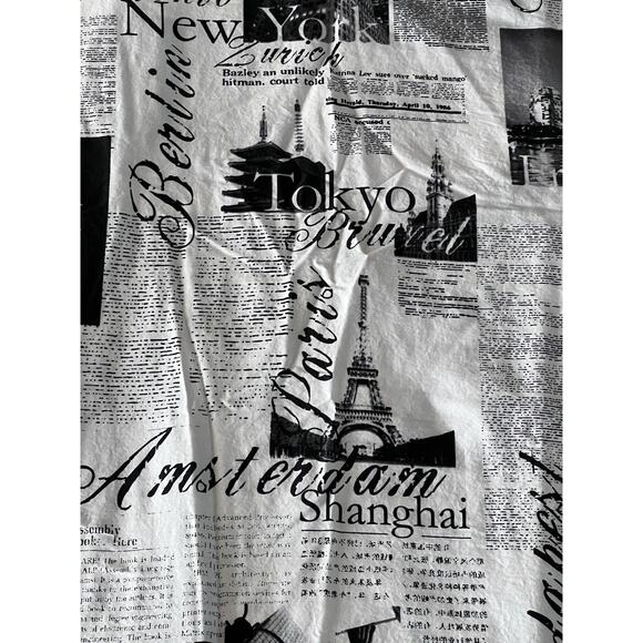 Alamode Home Passport Cotton Shower Curtain Black & White Travel Cities Print - Picture 3 of 6